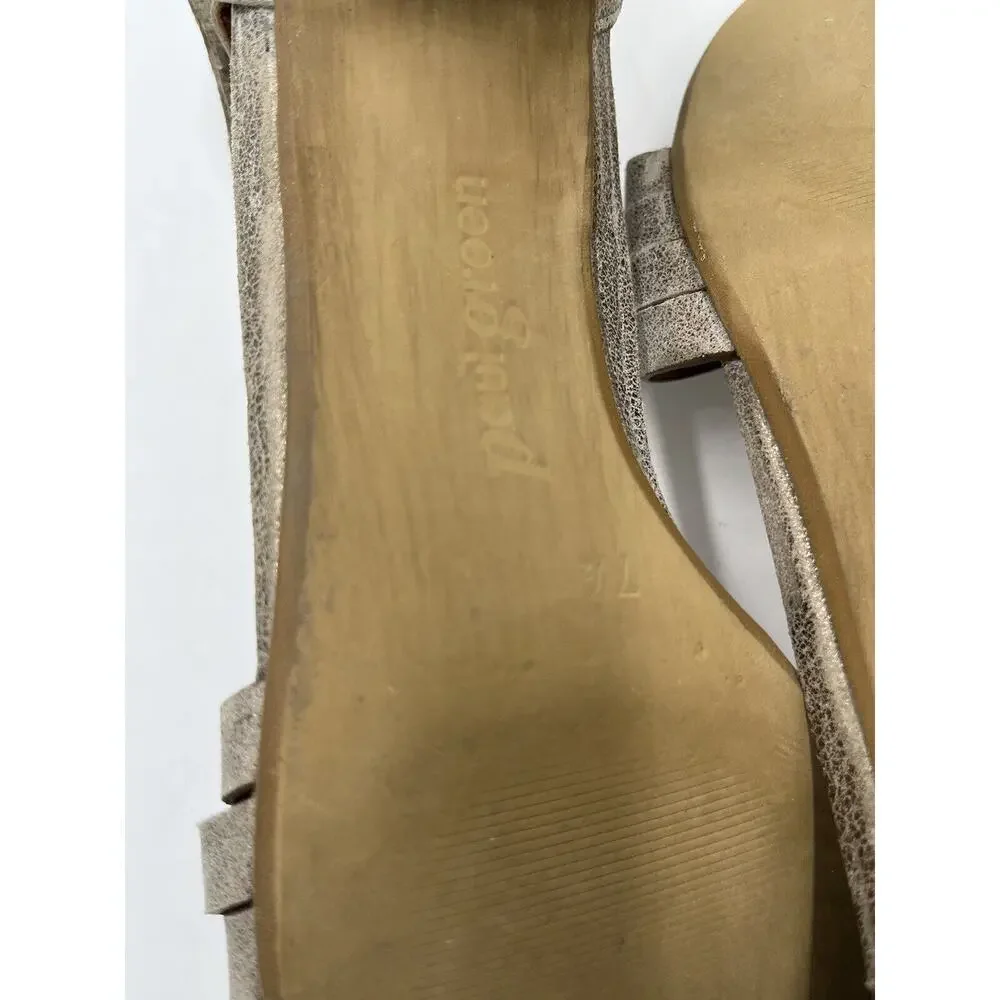 Paul Green Metallic leather Coco huarache Stacked heels Sandals Us‎ Sz 10/UK 7.5